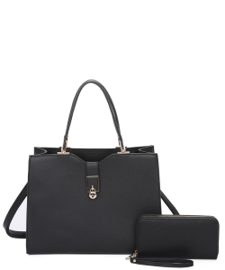 Fashion Padlock 2-in-1 Satchel Bag LF2317T2 BLACK